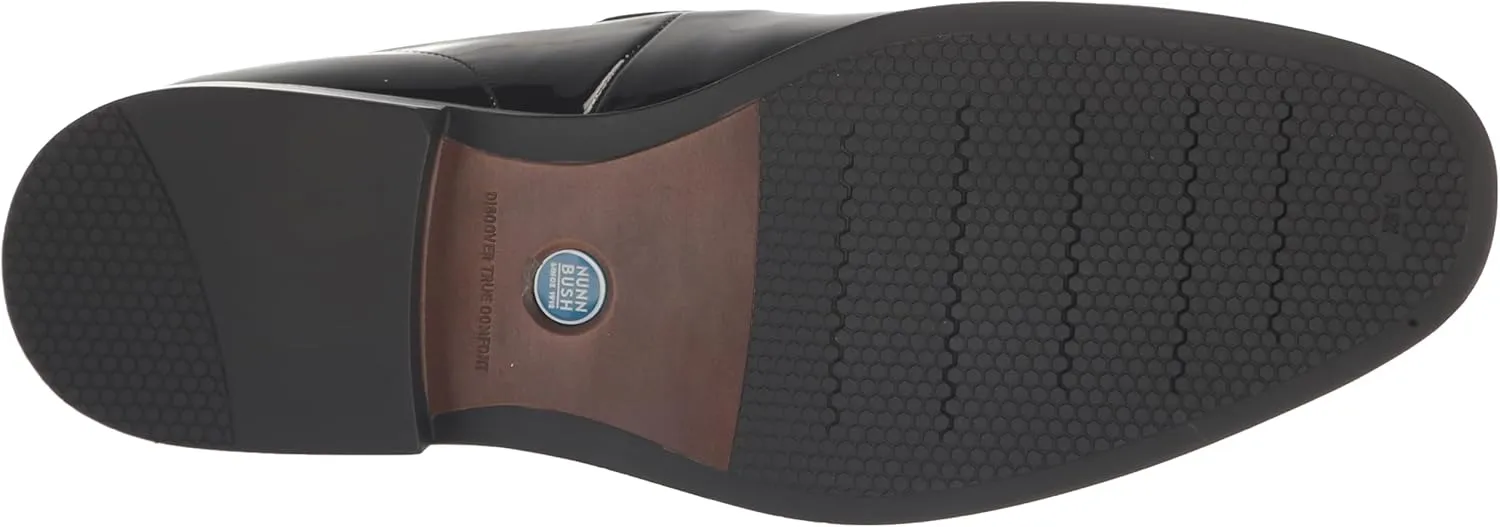Nunn Bush Men's Centro Flex Plain Toe Slip on Formal Black Patent Loafer