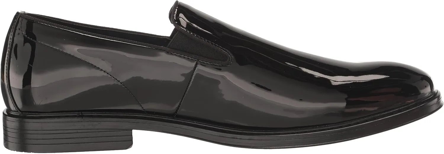Nunn Bush Men's Centro Flex Plain Toe Slip on Formal Black Patent Loafer