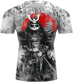O2TEE Men's Panda Series Short Sleeve Compression Shirts BJJ Rash Guard