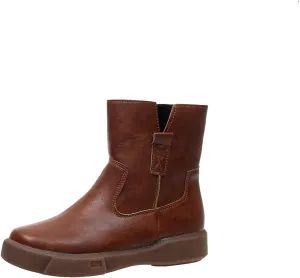 oiangi Waterproof Boots for Women Casual Solid Color Round Toe Side Zipper Flat Vintage Mid-Calf Boots Comfortable Ladies Outdoor Platform Boots Shoes