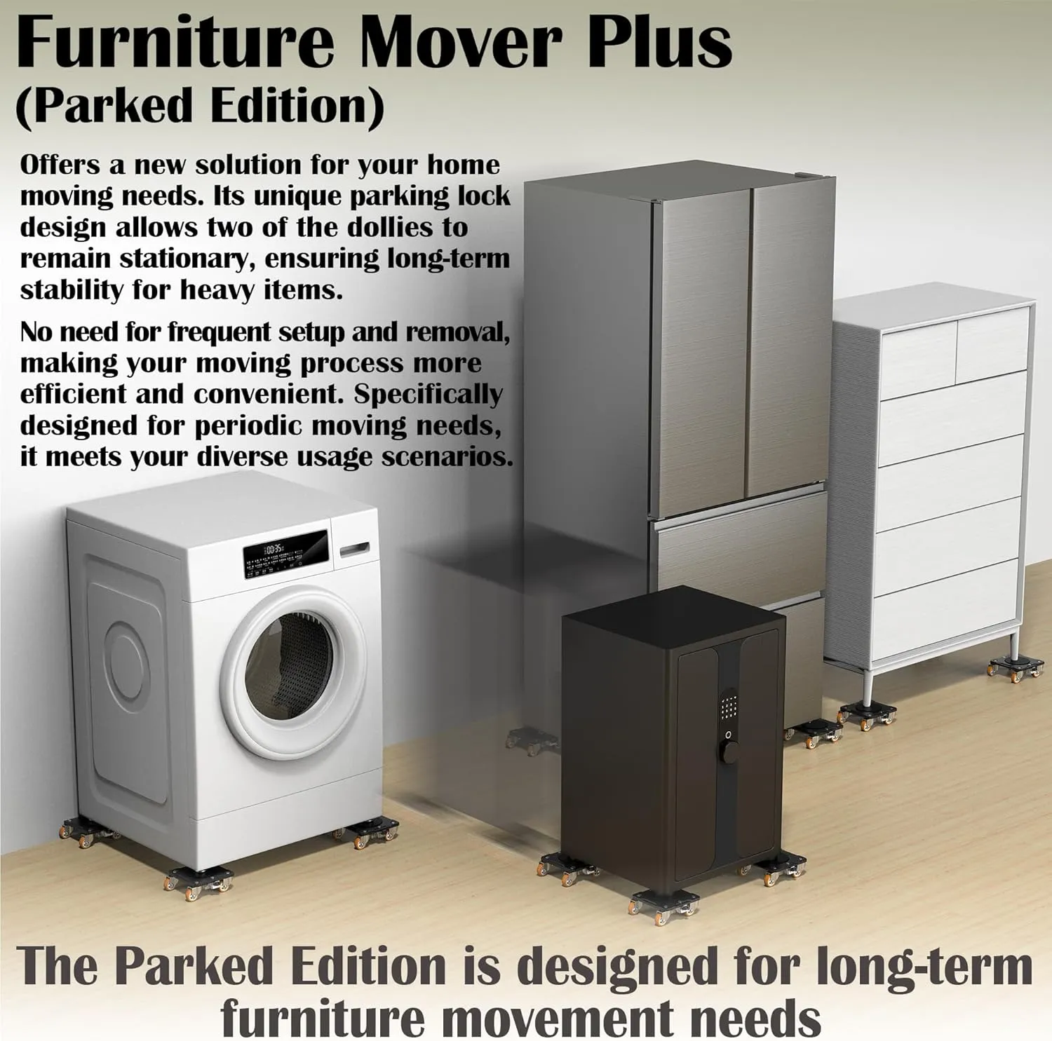 ONEON Furniture Mover Plus Parked Edition with Furniture Lifter, Periodic Moving Needs, Parking Lock Design, Lock Dollies for Long-Term Stability of Heavy Items, No Frequent Setup & Removal