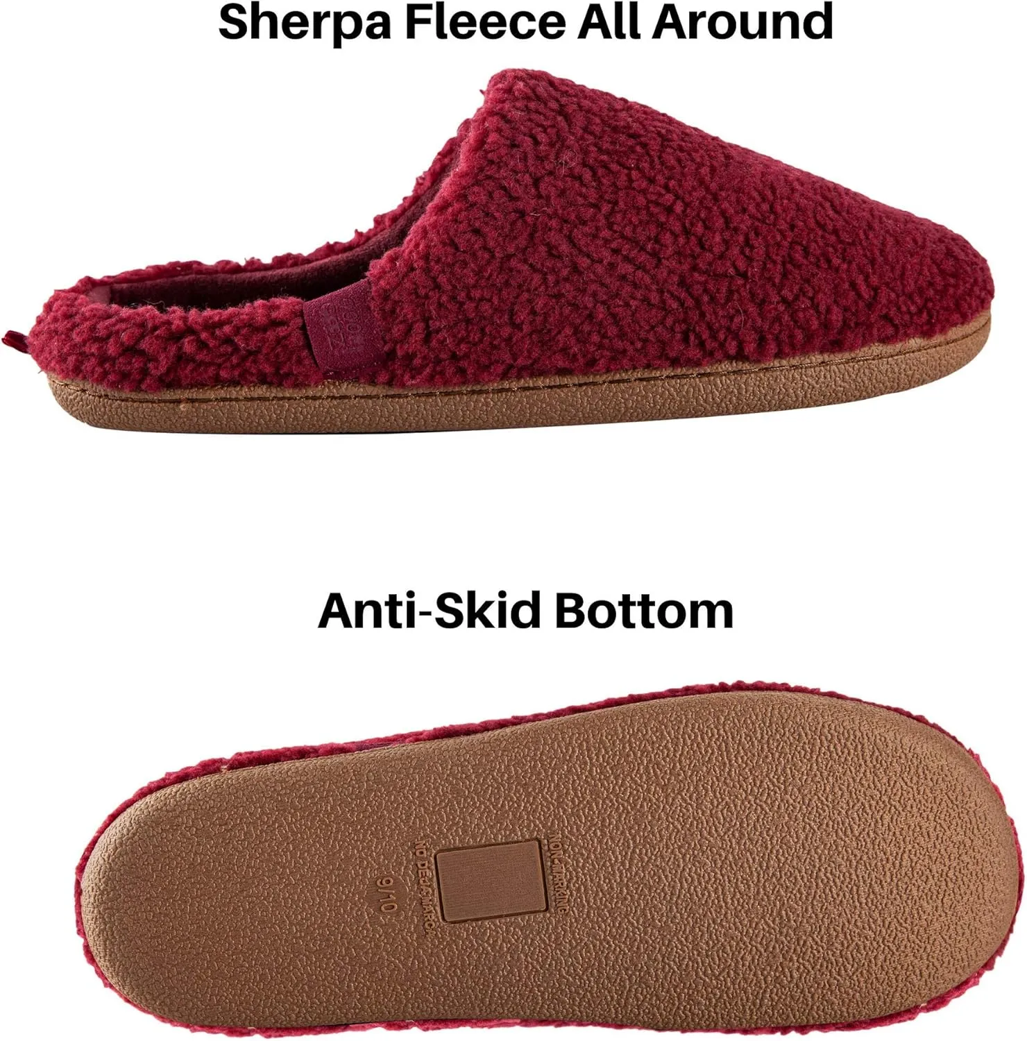 Oooh Yeah Men’s Non-Slip Solid Sherpa Fuzzy Slippers, Soft Cozy Fashion House Slippers for Indoor and Outdoor