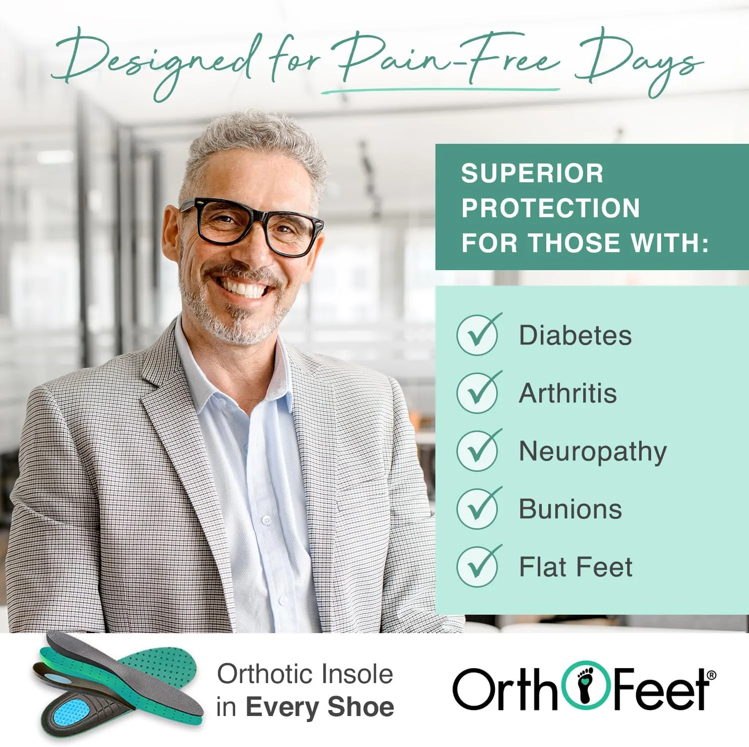 Orthofeet Men's Orthopedic Claude Hands-Free Casual Shoes for Foot Pain Relief