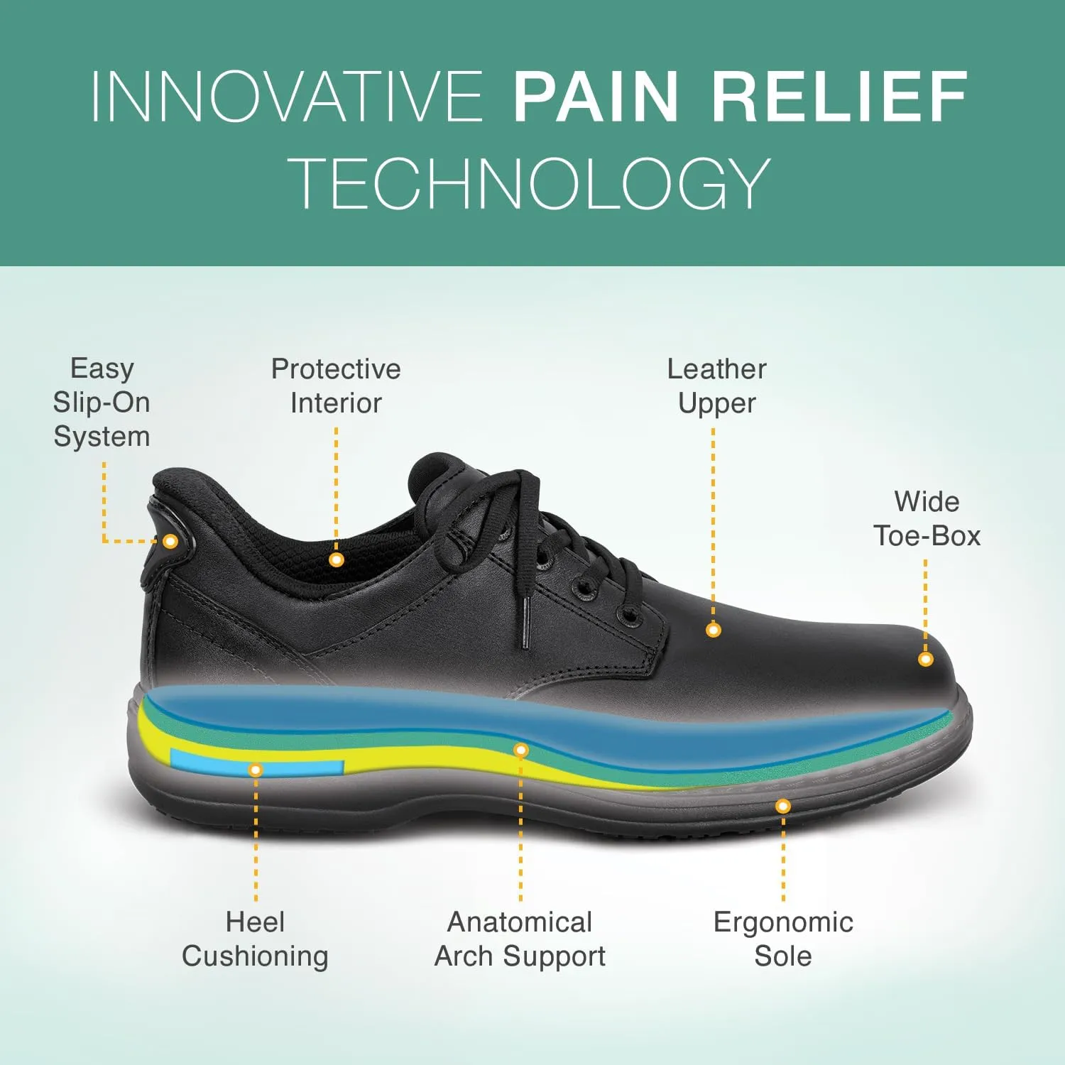 Orthofeet Men's Orthopedic Claude Hands-Free Casual Shoes for Foot Pain Relief
