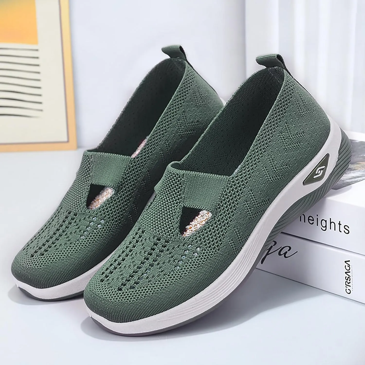 Orthopedic Walking Shoes for Women 2024 New Women's Woven Breathable Soft Sole Shoes Mesh Slip On Sneakers