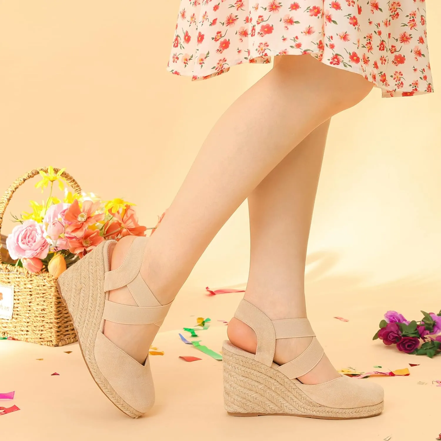 Perphy Platform Closed Toe Espadrille Wedge Heel Sandals for Women