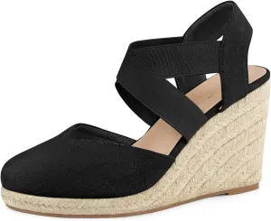 Perphy Platform Closed Toe Espadrille Wedge Heel Sandals for Women
