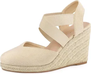 Perphy Platform Closed Toe Espadrille Wedge Heel Sandals for Women