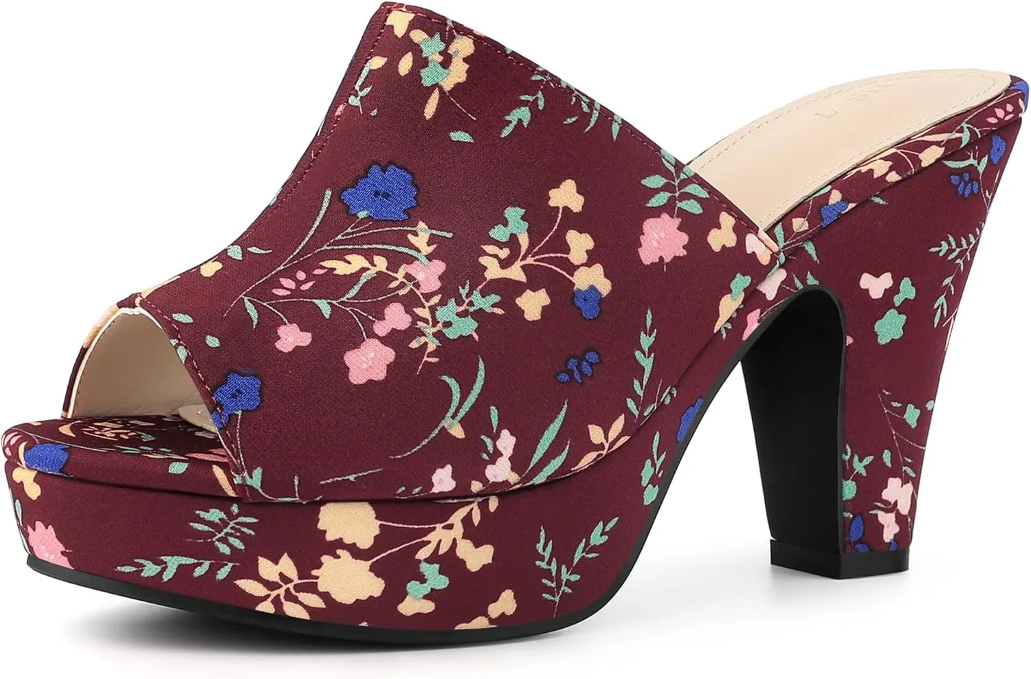 Perphy Platform Floral Chunky Heel Slides Sandals for Women