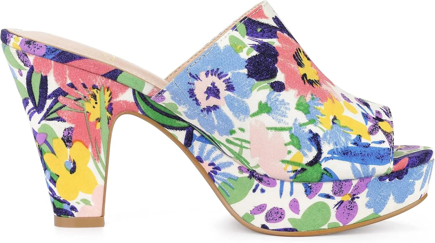 Perphy Platform Floral Chunky Heel Slides Sandals for Women