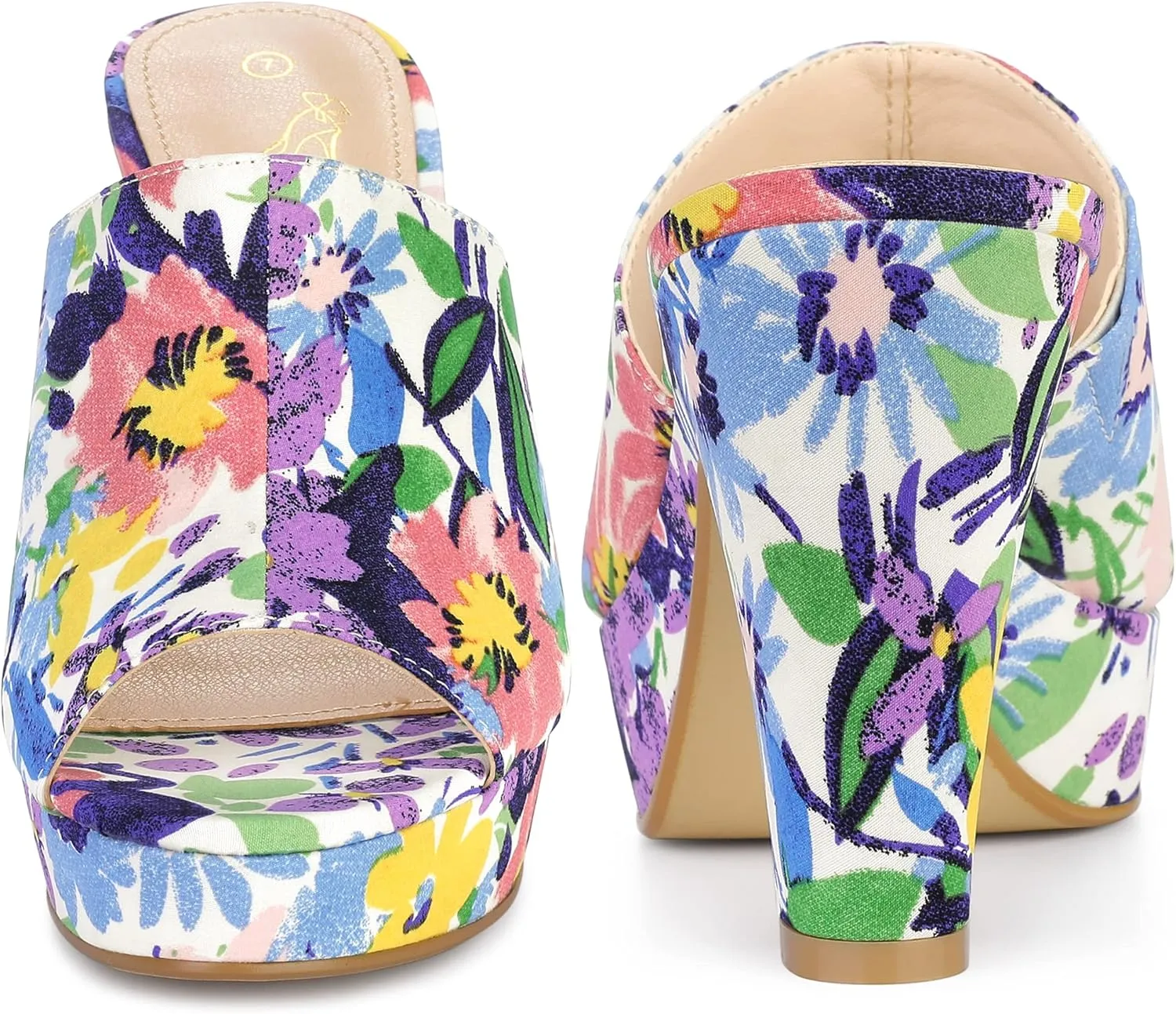 Perphy Platform Floral Chunky Heel Slides Sandals for Women