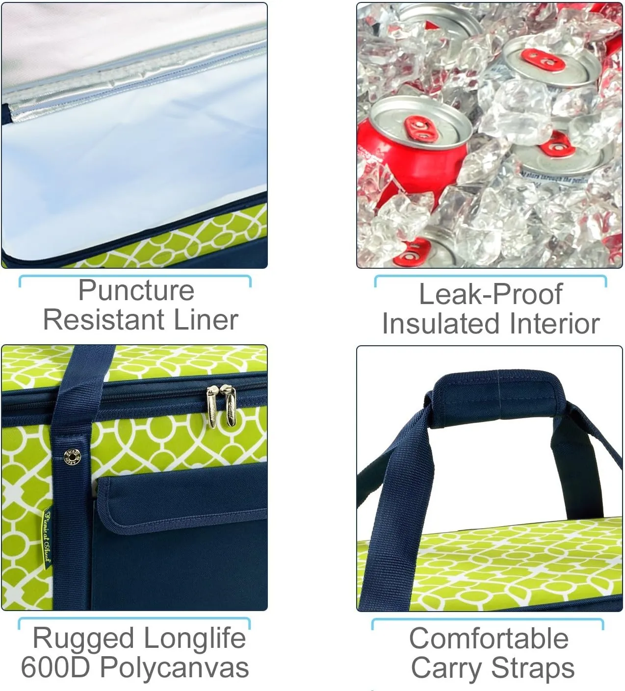 Picnic at Ascot 42 Can Capacity Semi Rigid Collapsible Leakproof Cooler- Designed & Quality Approved in The USA - 2 Pack