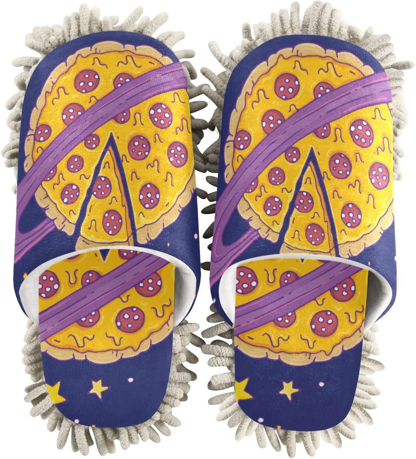 Pizza Planet Galactic Orbit Mop Slippers for Floor Cleaning Dust Duster House Kitchen Mop Shoes for Women Men-M