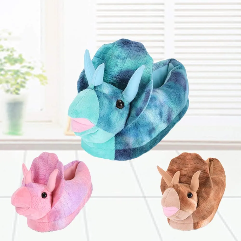 Plush Dinosaur Slippers, Pink, Unisex-Adults & Kids, Size 9-10.6, Anti-Skid Sole, Perfect for Home, Christmas, Halloween