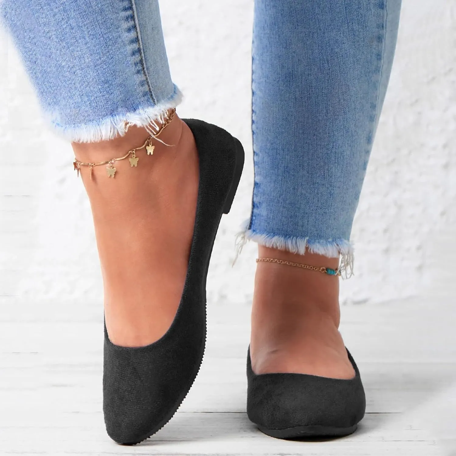 Pointed Toe Flats for Women Dressy Casual, Low Heel Dress Shoes Comfortable, Slip-on Business Work Loafer Shoes Ballet Flats