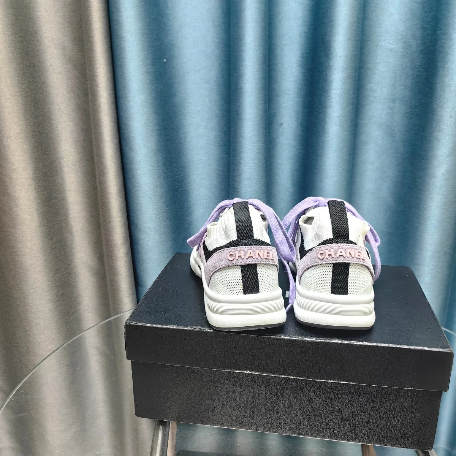 Polyester Suede White Fabric Mesh And Instant Sneaker Limited-edition offer CHANEL Purple Light