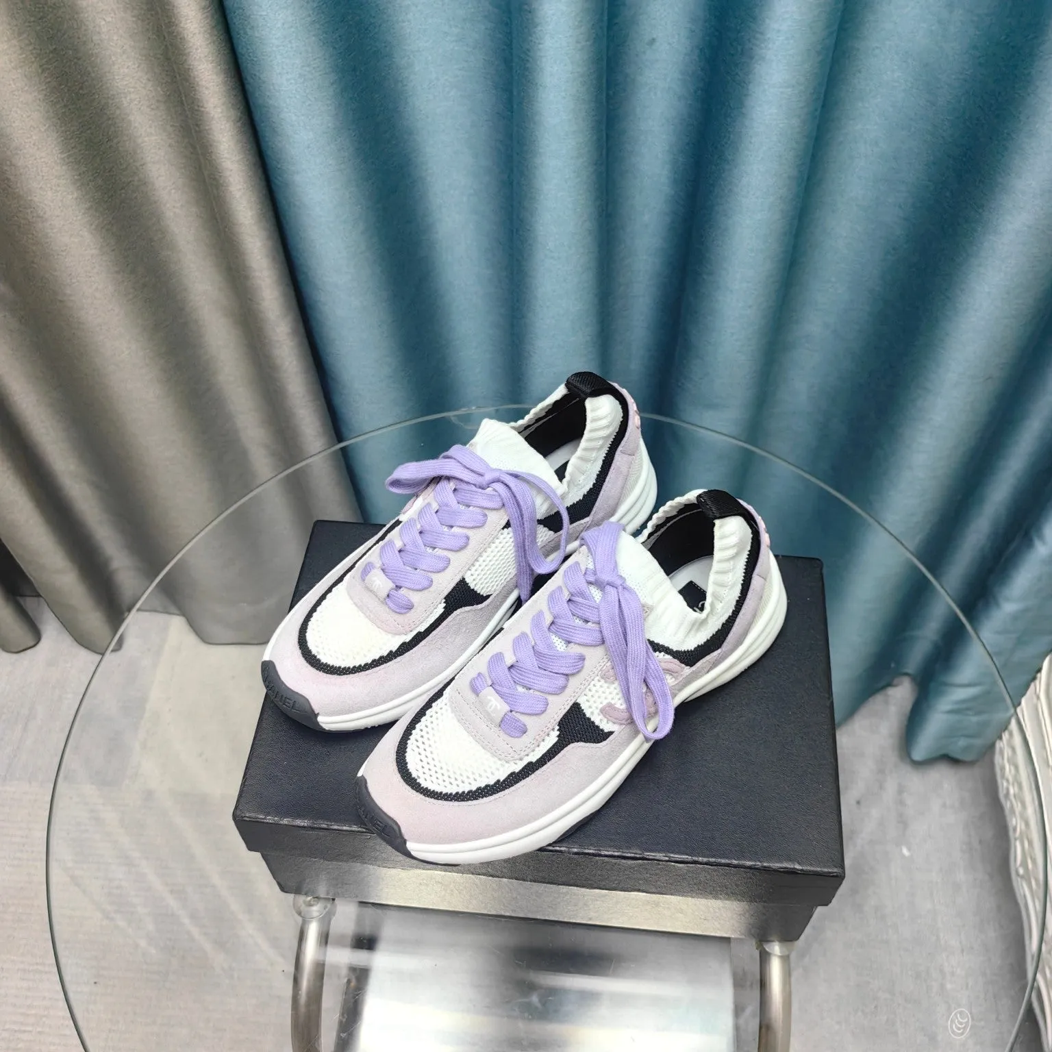 Polyester Suede White Fabric Mesh And Instant Sneaker Limited-edition offer CHANEL Purple Light