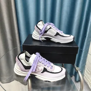 Polyester Suede White Fabric Mesh And Instant Sneaker Limited-edition offer CHANEL Purple Light