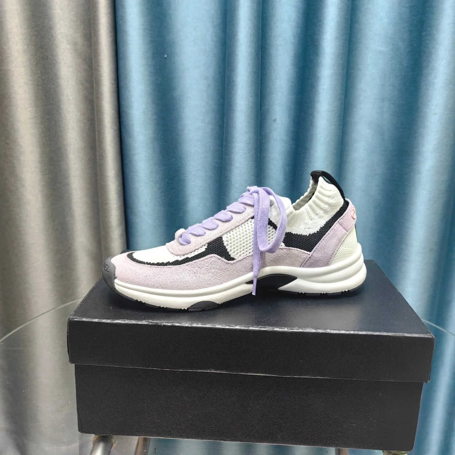 Polyester Suede White Fabric Mesh And Instant Sneaker Limited-edition offer CHANEL Purple Light