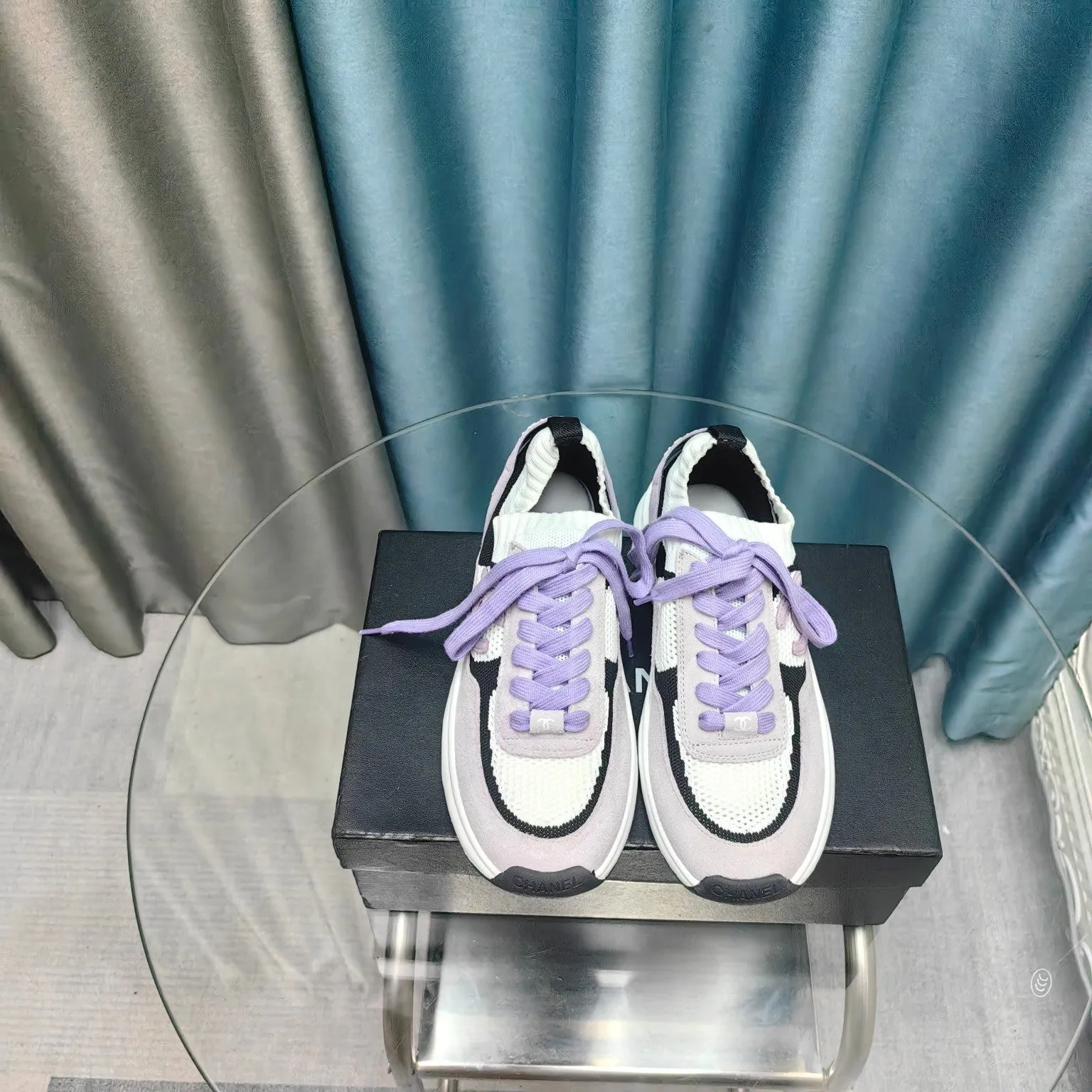 Polyester Suede White Fabric Mesh And Instant Sneaker Limited-edition offer CHANEL Purple Light