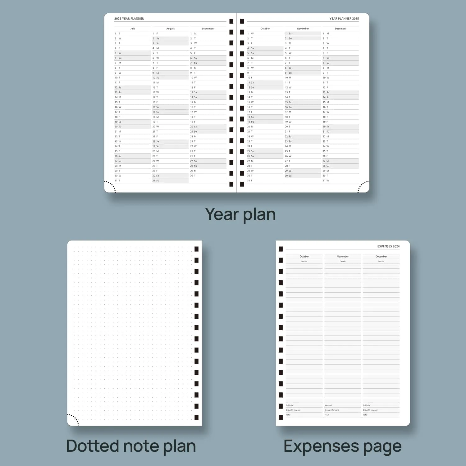 POPRUN 2025 Planner (Medium Size 8.5'' x 6.25'' Wire-Bound Hard Cover) Daily Weekly and Monthly Calendar - Agenda 2025 with Hourly Schedule & Vertical Weekly Layout, Monthly Tabs - Navy Blue