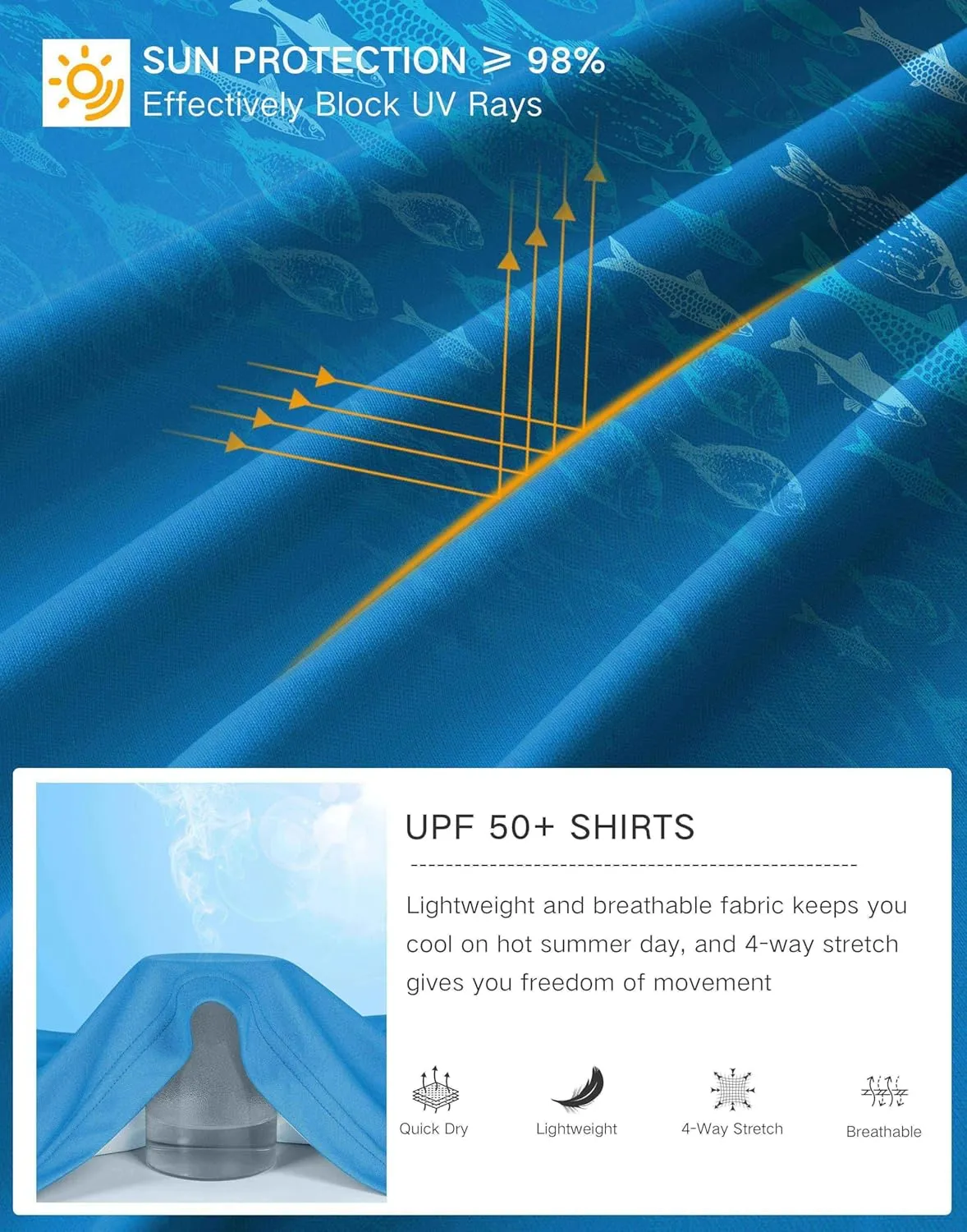 Pudolla Men's Sun Protection Hoodie Shirts UPF 50  Rash Guard SPF Long Sleeve Fishing Shirt for Men Swim Hiking Boating