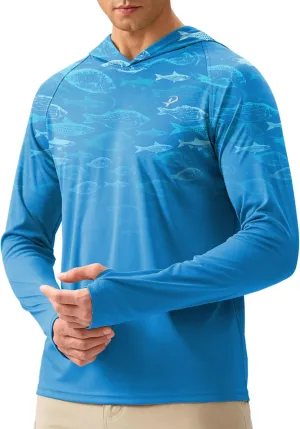 Pudolla Men's Sun Protection Hoodie Shirts UPF 50  Rash Guard SPF Long Sleeve Fishing Shirt for Men Swim Hiking Boating