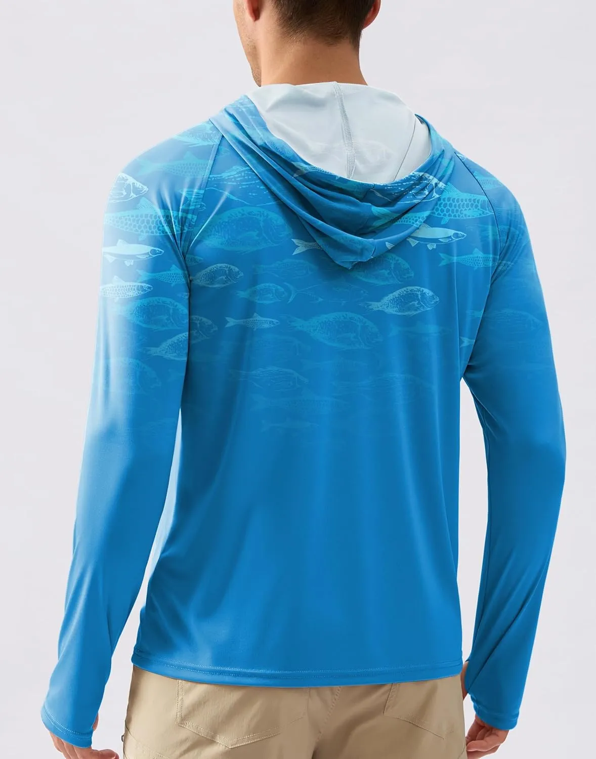 Pudolla Men's Sun Protection Hoodie Shirts UPF 50  Rash Guard SPF Long Sleeve Fishing Shirt for Men Swim Hiking Boating