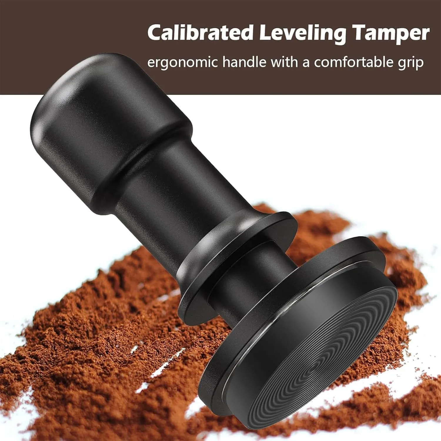 PUSEE 58mm Espresso Coffee Tamper,Premium Calibrated Espresso Tamper 30lb Coffee Tamper with Spring Loaded,Titanium Ripple Plating Base Ground Tamper for Barista Home Coffee Espresso Accessories