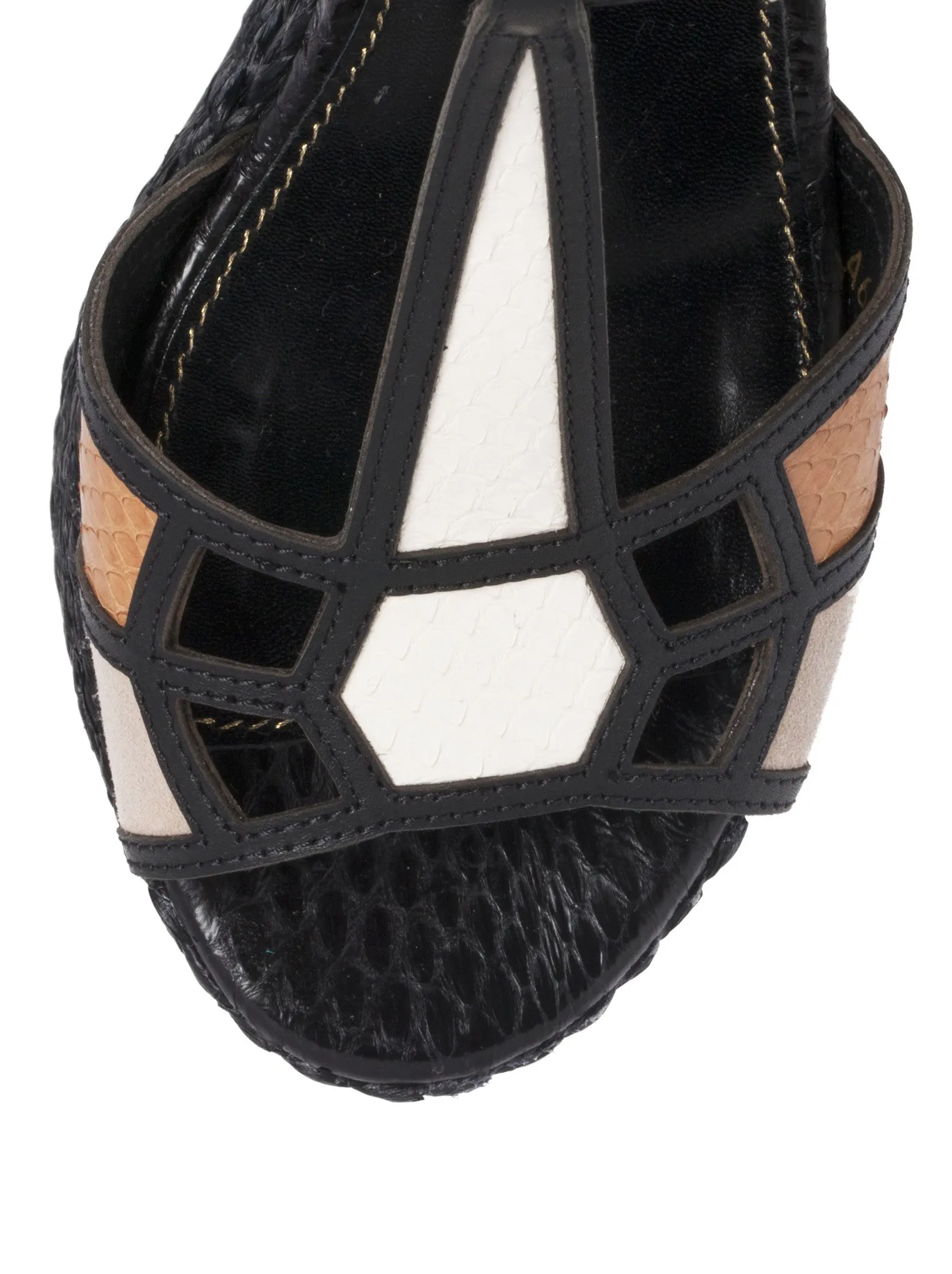 Puzzle Snakeskin & Leather Espadrille Wedge Sandals