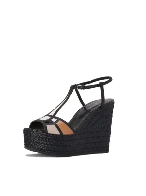 Puzzle Snakeskin & Leather Espadrille Wedge Sandals