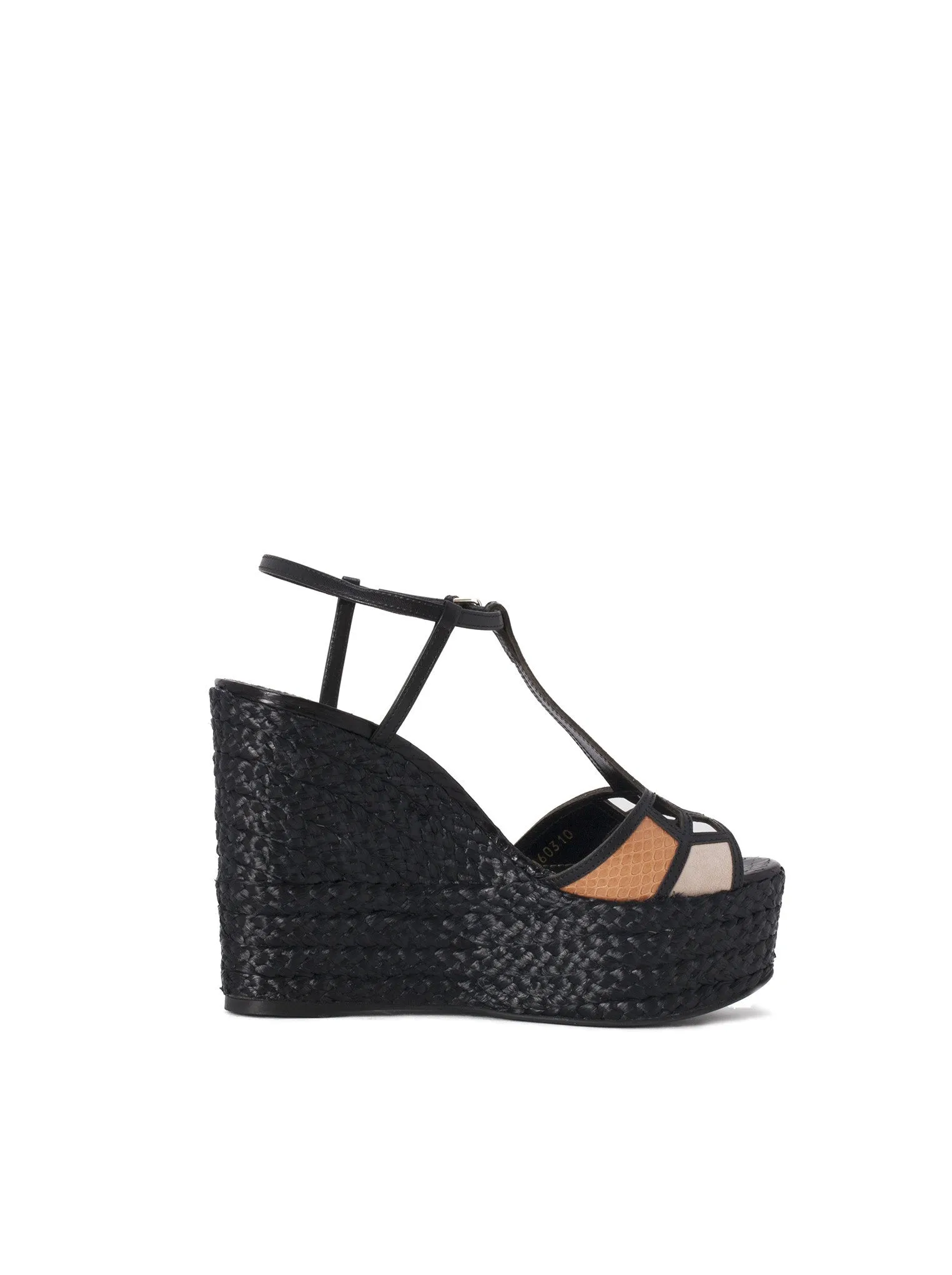 Puzzle Snakeskin & Leather Espadrille Wedge Sandals