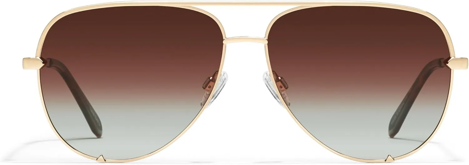 Quay - Sunglasses for Men & Women, Polarized Aviator Lenses with UV Protection, Oversized Sunglasses (High Key Large)
