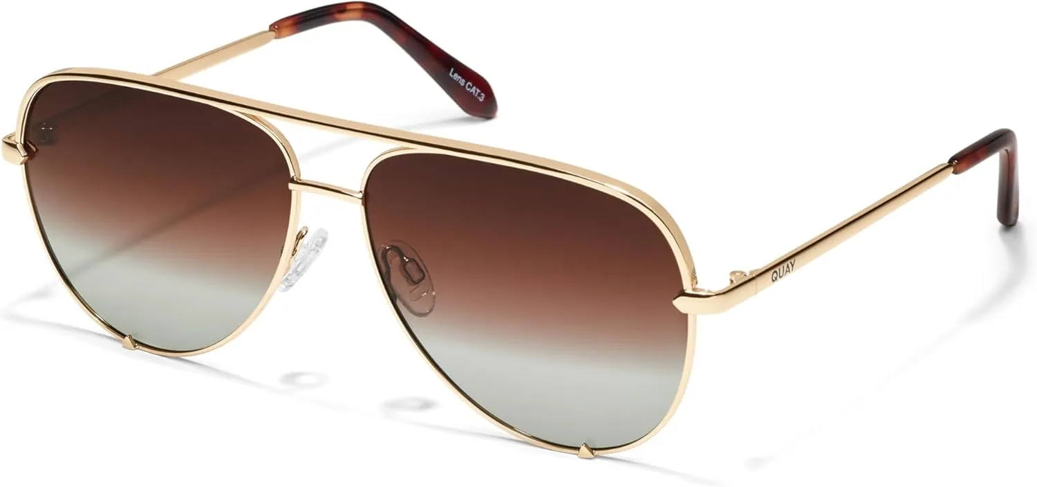 Quay - Sunglasses for Men & Women, Polarized Aviator Lenses with UV Protection, Oversized Sunglasses (High Key Large)
