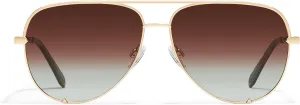 Quay - Sunglasses for Men & Women, Polarized Aviator Lenses with UV Protection, Oversized Sunglasses (High Key Large)