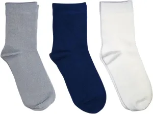Rambutan Kids (3 Pack) Comfort Seam Plain Color Rayon derived from bamboo School Socks