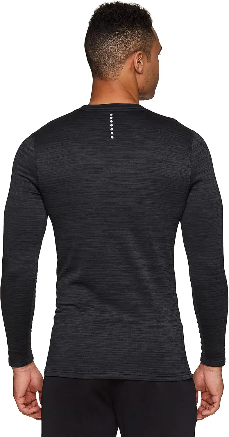 RBX Active Men's Athletic Performance Long Sleeve Crew Neck Fleece Lined Insulated Fitted Base Layer T-Shirt