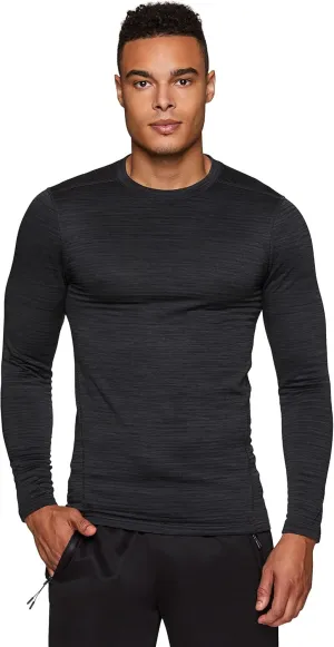 RBX Active Men's Athletic Performance Long Sleeve Crew Neck Fleece Lined Insulated Fitted Base Layer T-Shirt