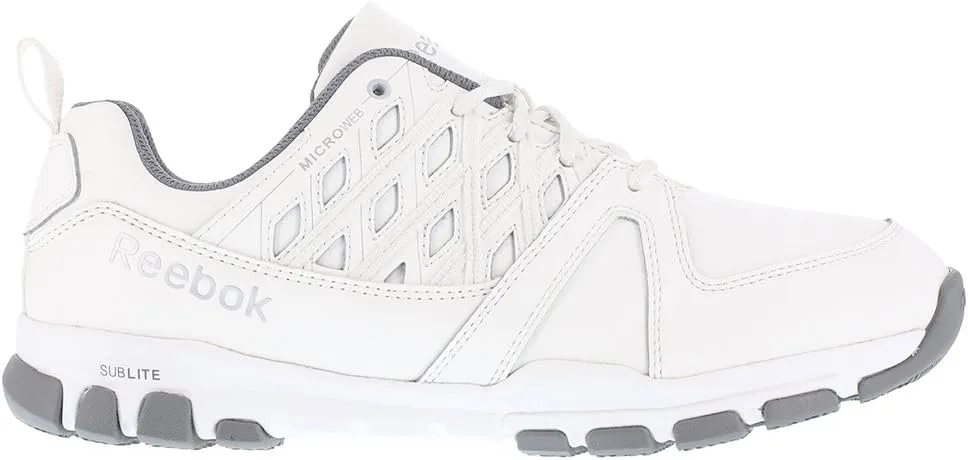 Reebok Work Men's RB4015 Sublite Athletic Soft Toe Work Shoe Black with Grey Trim Safety