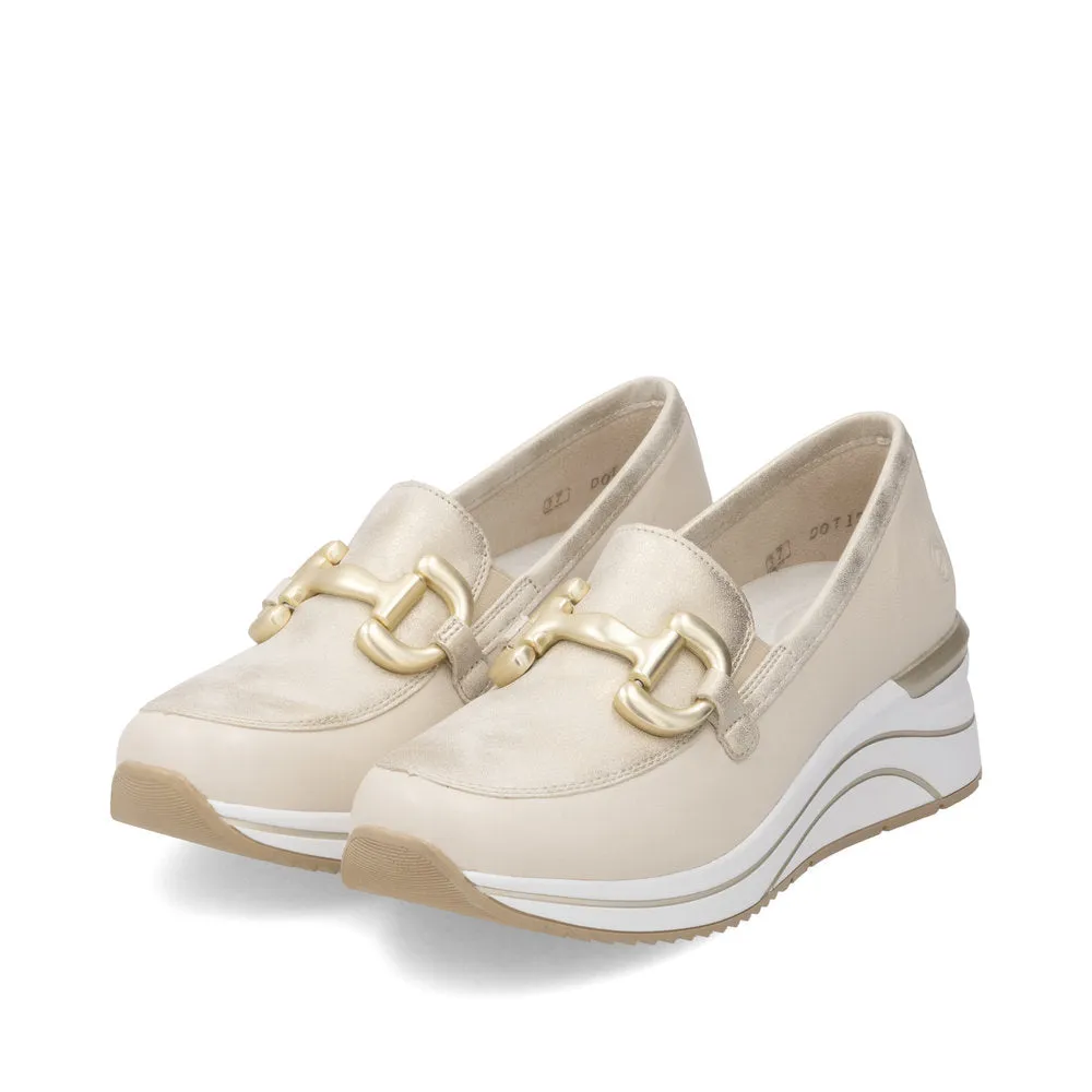 REMONTE - D0T12-60 LOW SEDGE SLIP-ON SHOE - CREAM/GOLD