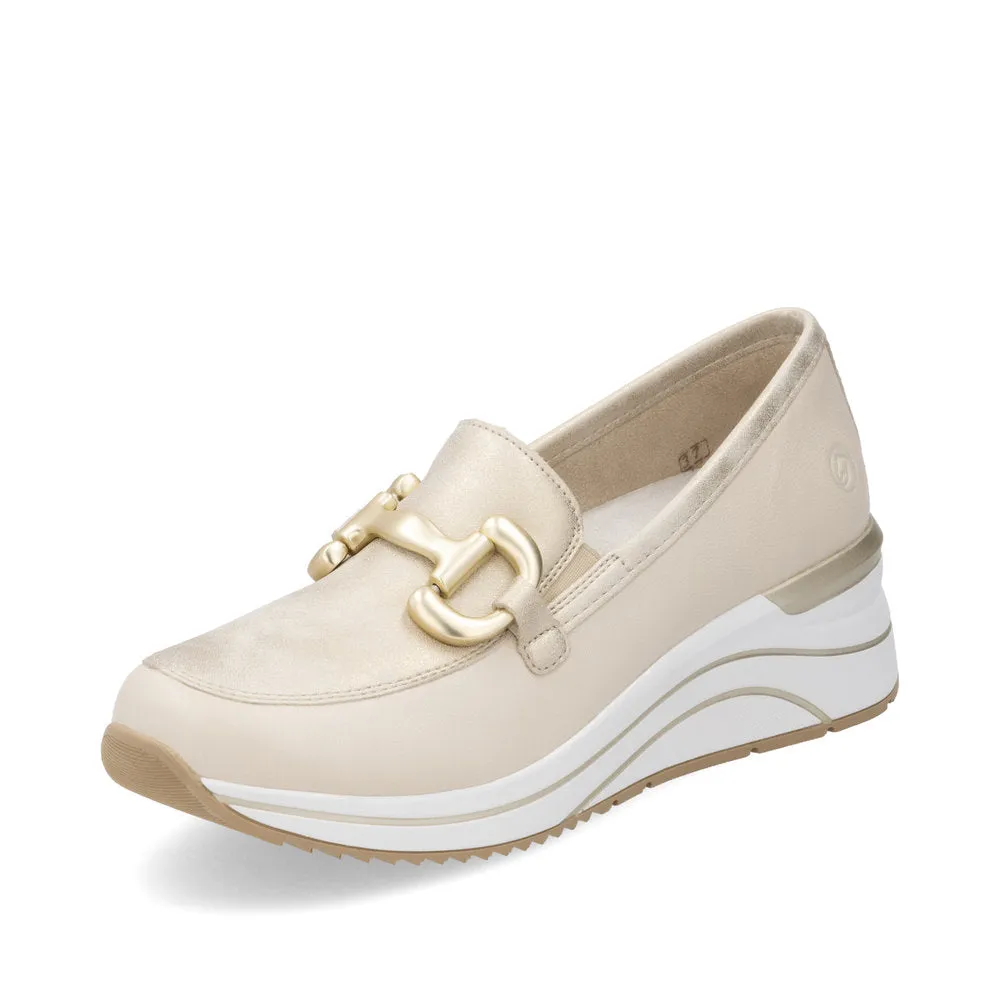 REMONTE - D0T12-60 LOW SEDGE SLIP-ON SHOE - CREAM/GOLD