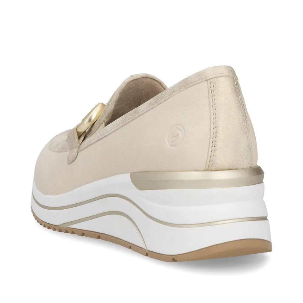 REMONTE - D0T12-60 LOW SEDGE SLIP-ON SHOE - CREAM/GOLD
