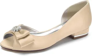 Roimaash Comfortable Wedding Shoes Flat Rhinestone Studs