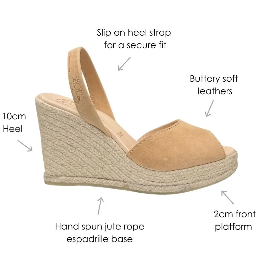 Roxy Espadrille Wedge in Caramel