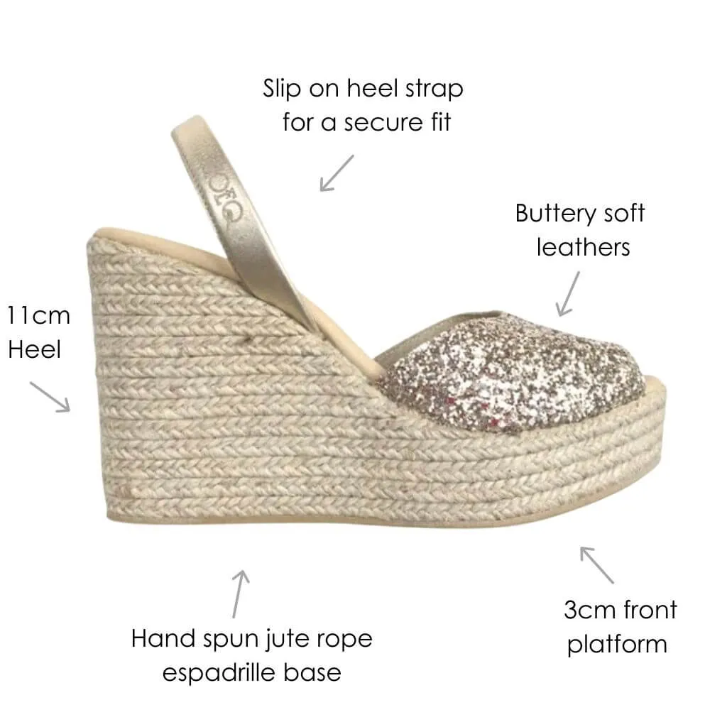 Roxy Wedge ('23 Edit) in Champagne Glitter