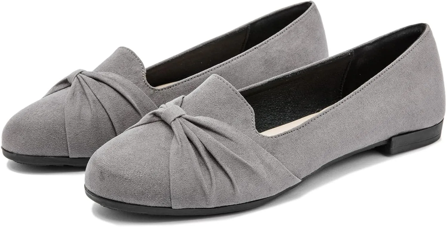 Saidoteto Women's Ballet Flats, Comfortable Round Toe Slip On Flat Shoes Classic Suede Office Dress Shoes for Work