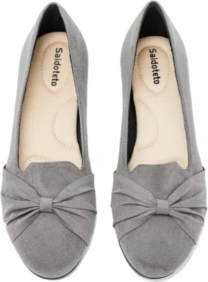 Saidoteto Women's Ballet Flats, Comfortable Round Toe Slip On Flat Shoes Classic Suede Office Dress Shoes for Work