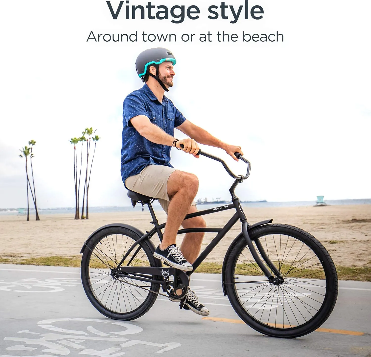 Schwinn Cruiser Bike, 26 Inch Bike for Women and Men, Beach Cruiser Bicycle, Linear Pull Brakes, Comfortable Padded Seat, Upright Riding Position, Adult Bicycle