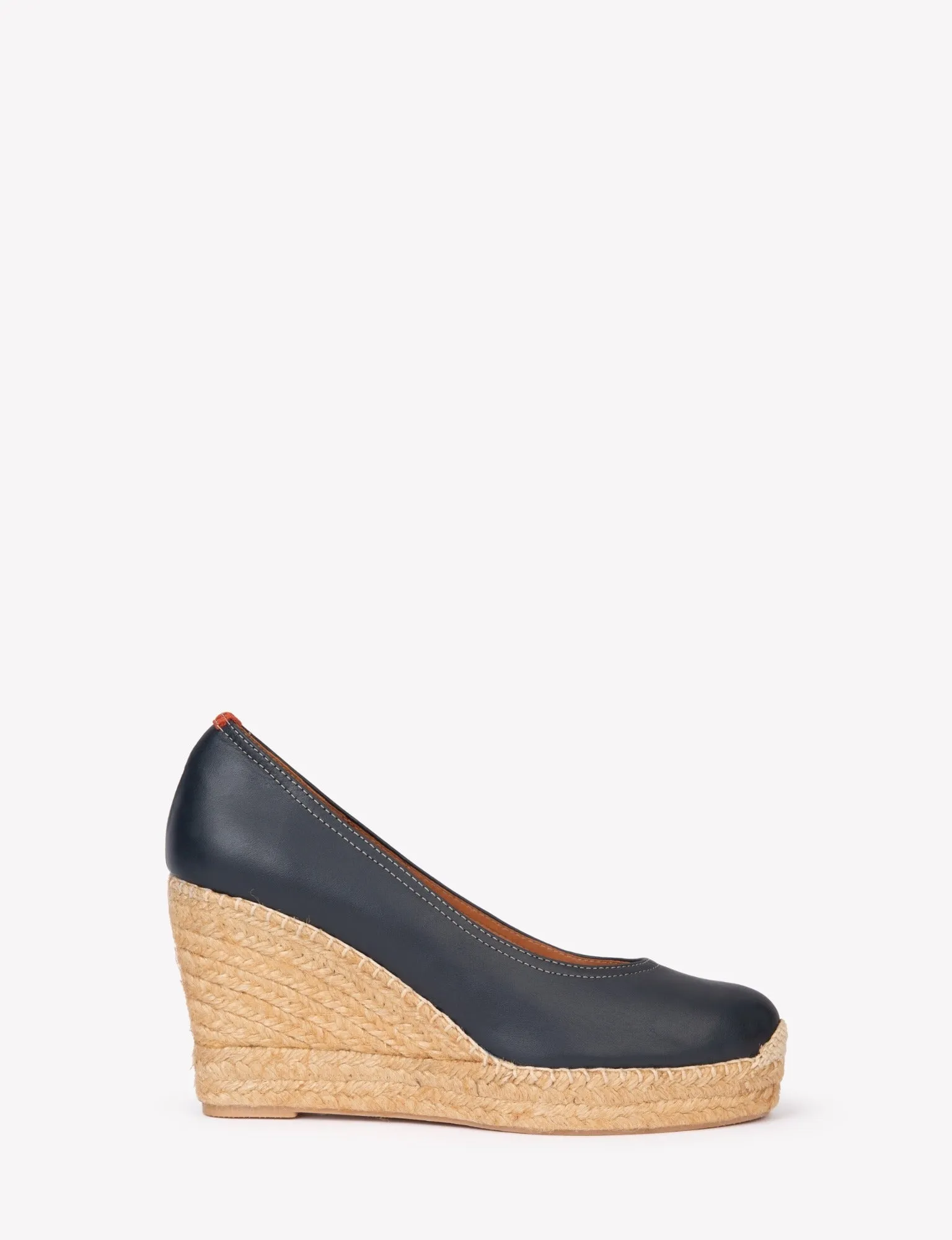 Scoop Navy Leather Espadrille