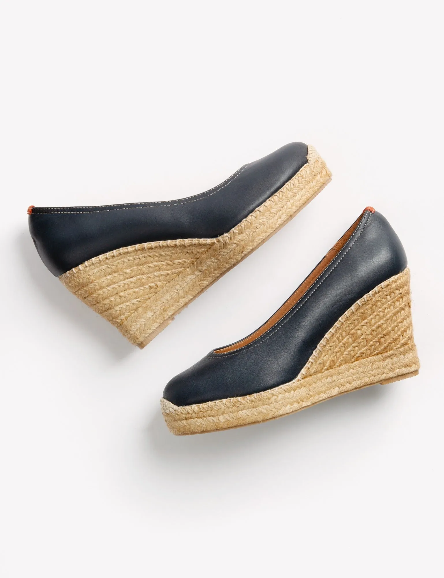 Scoop Navy Leather Espadrille